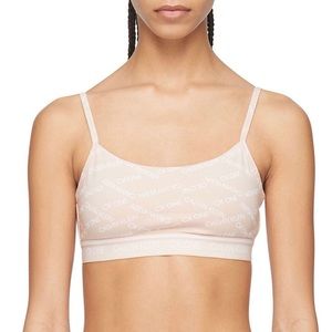 NWT Beige Calvin Klein Unlined Logo Bralette S